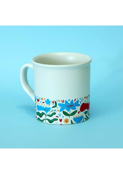 Çiçek Desenli Renkli Seramik Kupa