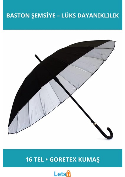 Lüks Dayanıklı Goretex 16 Telli Baston Şemsiye