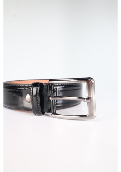 Erkek 4 cm Siyah Rugan Kemer modelleri