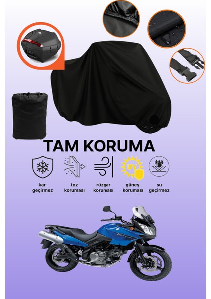 Siyah Arka Çanta Uyumlu Suzuki V-Strom Dl 650 Uyumlu Motosiklet Brandası, Koruyucu Örtü