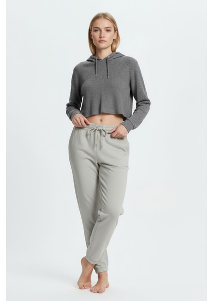 Jogger Paça Eşofman Altı Gri 3013