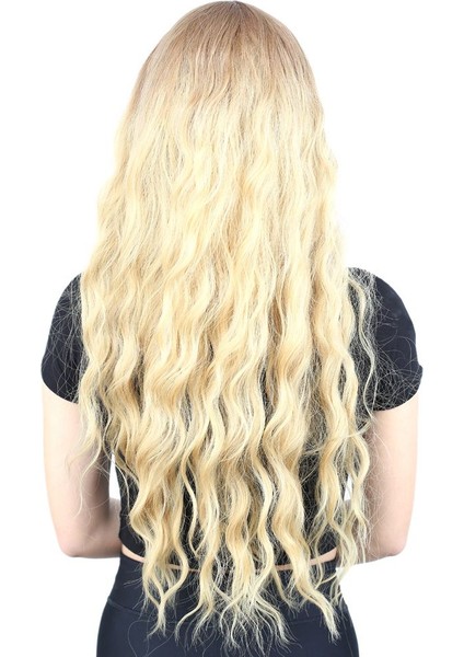 Perçemli Uzun Su Dalgası Fiber Sentetik Peruk / Kumral / Sarı Ombreli fırsatları