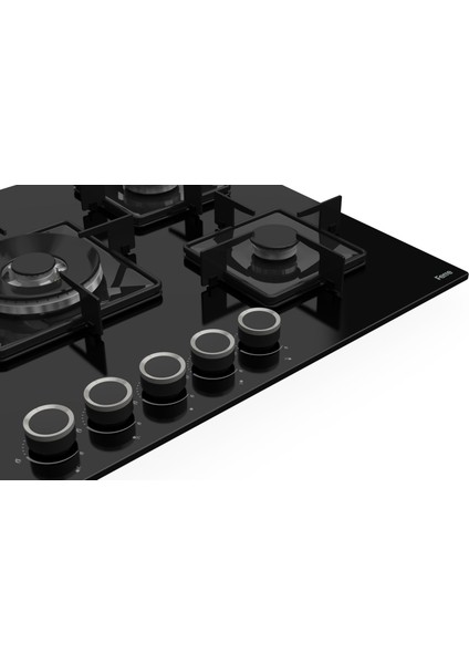 Flowart Turbolu 5 Gözlü Amörtisörlü Silenart Siyah Cam Ankastre Set QBL62CS - SS035 - D080SA