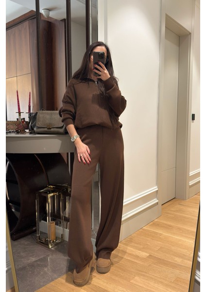 Orj Marka Fermuarlı Yeni Sezon Takım- Kahverengi