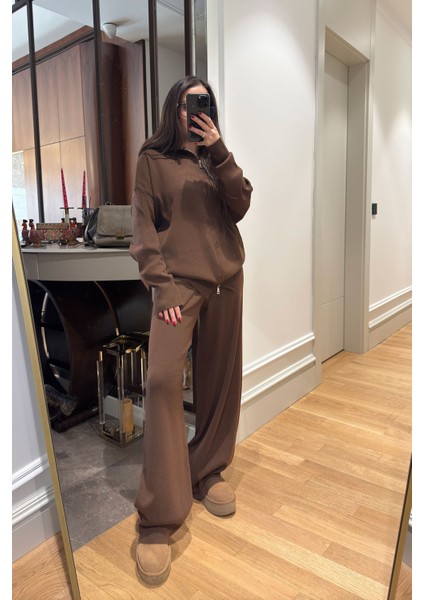 Orj Marka Fermuarlı Yeni Sezon Takım- Kahverengi fiyatları