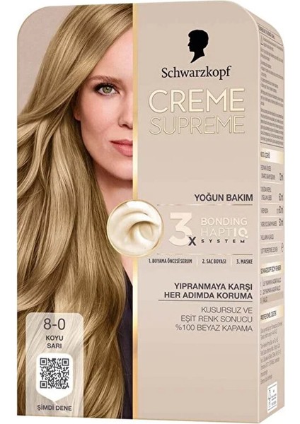 2 Adet Creme Supreme Saç Boyası 8-0 Koyu Sarı fiyatları
