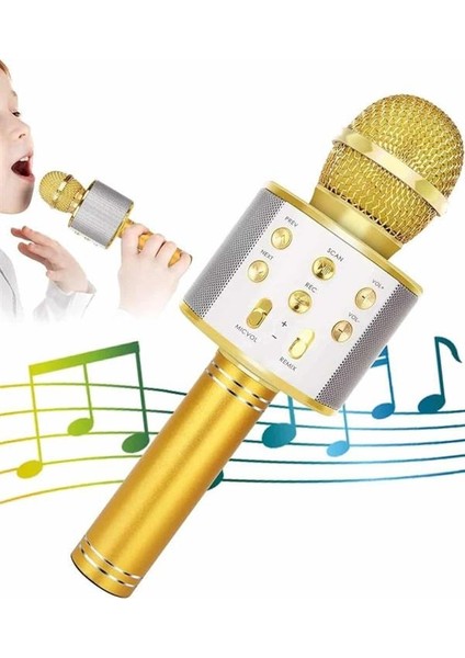 Karaoke Mikrofon Dahili Hoparlörlü Sd-Usb-Aux Girişli Bluetooth Hoparlör - T859G345-Z51859 fırsatları