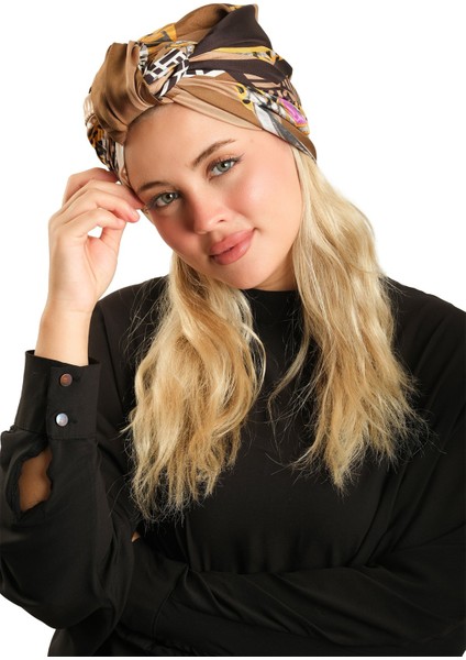 Vizon Pratik Hazır Geçmeli Tesettür Bone Ipek Desenli 2410_10