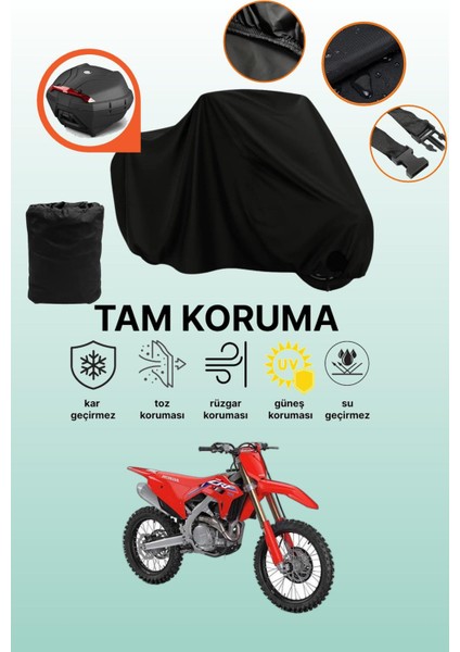 Siyah Arka Çanta Uyumlu Honda Crf 450 R Uyumlu Motosiklet Brandası, Koruyucu Örtü