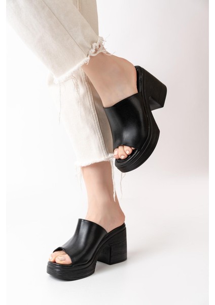 Kadın Siyah Ortopedik Iç Taban Topuklu Terlik (9cm) Siyah fiyatları