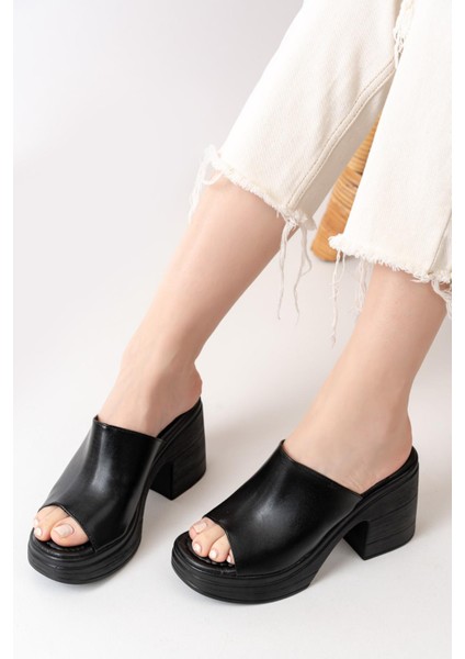 Kadın Siyah Ortopedik Iç Taban Topuklu Terlik (9cm) Siyah modelleri