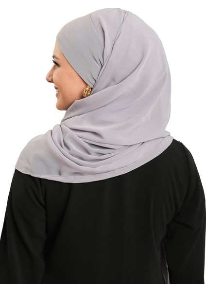 Gri Pratik Hazır Geçmeli Bone Şal Şifon Düz 2506_15 indirimleri
