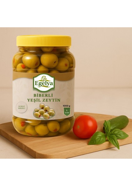 Biberli Yeşil Zeytin 1 kg – Doğal Fermente, Katkısız, Ege Lezzeti fırsatları
