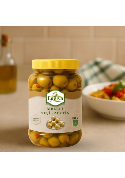 Biberli Yeşil Zeytin 1 kg – Doğal Fermente, Katkısız, Ege Lezzeti indirimleri