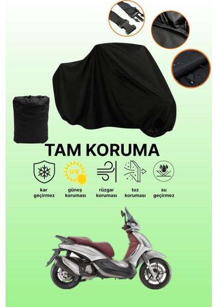 Siyah Piaggio Fly 100 Uyumlu Motor Branda, Koruyucu Örtü, Motosiklet Brandası