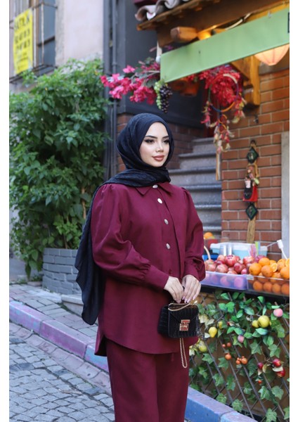 Sedef Düğmeli Süet Takım modelleri