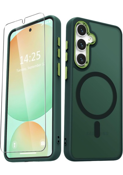 Samsung Galaxy A36 Uyumlu Ekran Koruyuculu Kılıf Magsafe Sarj Destekli Kamera Çıkıntılı Mat Kapak