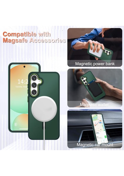 Samsung Galaxy A36 Uyumlu Ekran Koruyuculu Kılıf Magsafe Sarj Destekli Kamera Çıkıntılı Mat Kapak