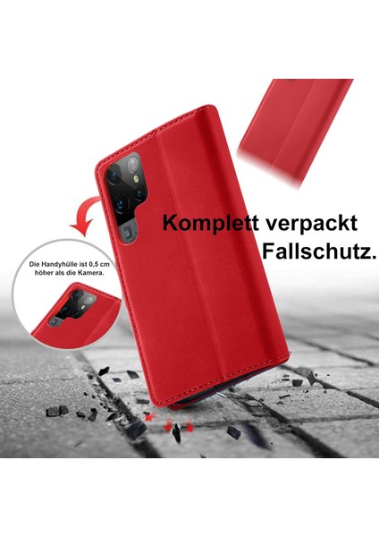 Samsung Galaxy S23 Ultra Uyumlu Ekran Koruyuculu Kılıf Kapaklı Kartlıklı Deri Görünümlü Standlı Kapak fiyatları