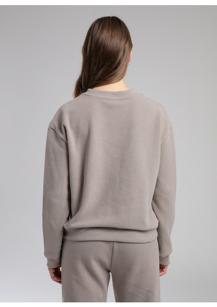 O Yaka Düz Vizon Kadın Sweatshırt 261 Lcf 241017 Flora Vızon fırsatları