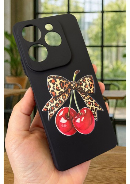 Infinix Hot 40 Uyumlu Kiraz Leopar Fiyonk Desenli Silikon Darbe Emici Klasik Rubber Kılıf modelleri