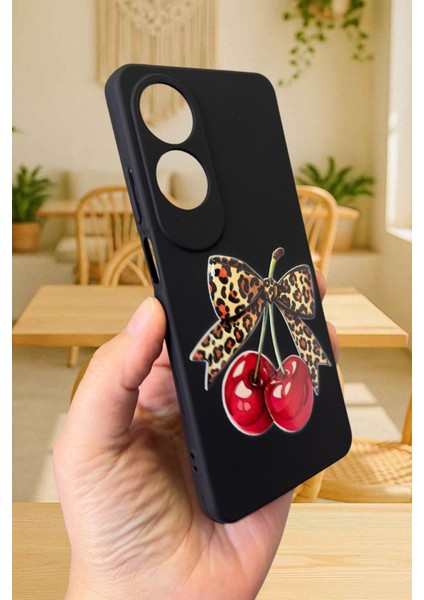 Oppo A60 Uyumlu Kiraz Leopar Fiyonk Desenli Silikon Darbe Emici Klasik Korumalı Rubber Kılıf fırsatları