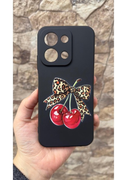 Redmi 15C Uyumlu Kiraz Leopar Fiyonk Desenli Silikon Darbe Emici Klasik Korumalı Rubber Kılıf fiyatları