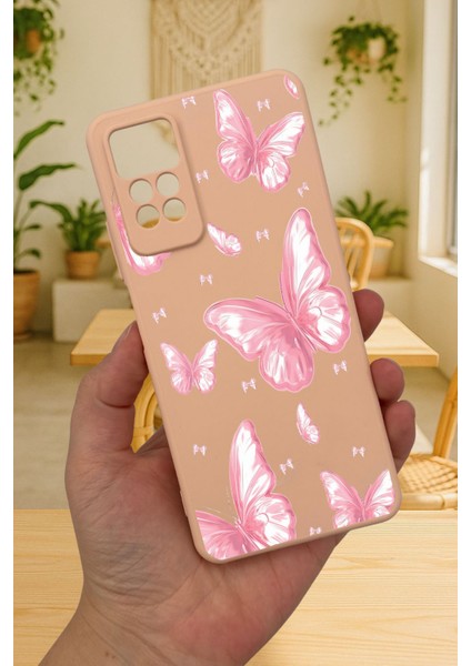 Redmi Note 11 Pro/note 12 Pro 4g Pembe Kelebek Desenli Silikon Darbe Emici Korumalı Rubber Kılıf