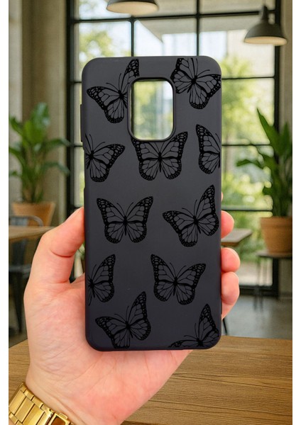 Redmi Note 9pro/9s Uyumlu Siyah Kelebek Desenli Silikon Darbe Emici Klasik Korumalı Rubber Kılıf fiyatları