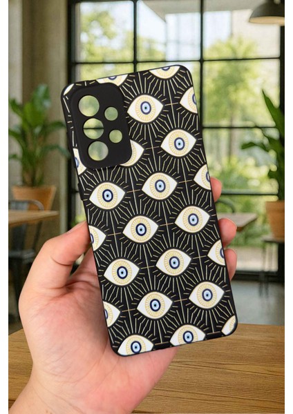 Samsung Galaxy A73 Uyumlu Evıl Eye Desenli Silikon Darbe Emici Klasik Korumalı Rubber Kılıf