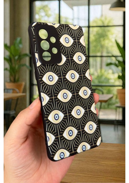 Samsung Galaxy A73 Uyumlu Evıl Eye Desenli Silikon Darbe Emici Klasik Korumalı Rubber Kılıf modelleri