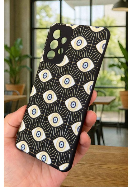 Samsung Galaxy A73 Uyumlu Evıl Eye Desenli Silikon Darbe Emici Klasik Korumalı Rubber Kılıf fırsatları