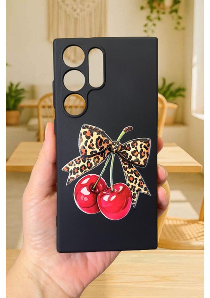 Samsung Galaxy S22 Ultra Uyumlu Kiraz Leopar Fiyonk Desenli Silikon Darbe Emici Rubber Kılıf fiyatları
