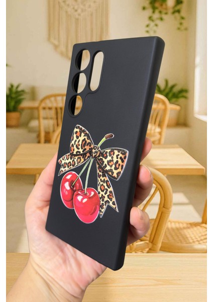 Samsung Galaxy S22 Ultra Uyumlu Kiraz Leopar Fiyonk Desenli Silikon Darbe Emici Rubber Kılıf fırsatları