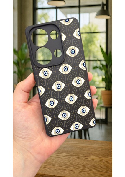 Xiaomi Redmi Note 13 Pro 4g Evıl Eye Desenli Silikon Darbe Emici Klasik Korumalı Rubber Kılıf
