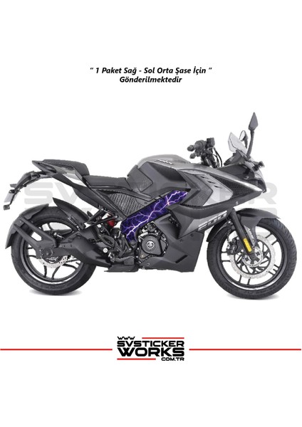 Bajaj Pulsar RS200 Orta Şase Kaplama Mor Şimşek Desen Sticker fiyatları