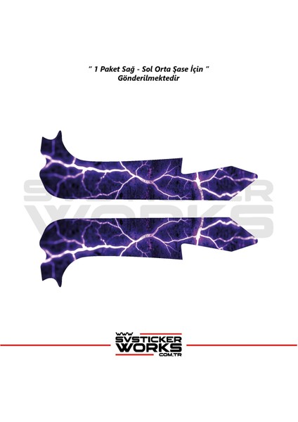 Bajaj Pulsar RS200 Orta Şase Kaplama Mor Şimşek Desen Sticker modelleri