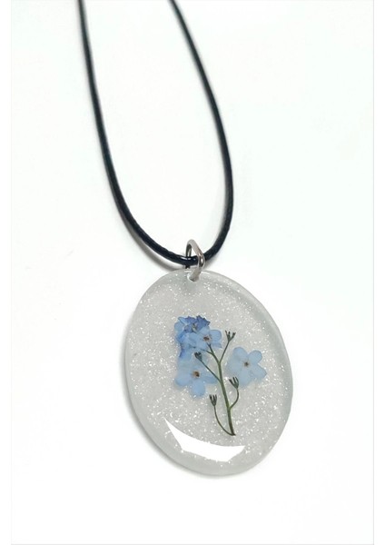 Unutma Beni Çiçeği Oval Epoksi Kolye