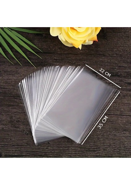 50 Adet 22X35 cm Bantsız Şeffaf Opp Jelatin Poşet, Kurabiye Şeker Poşeti