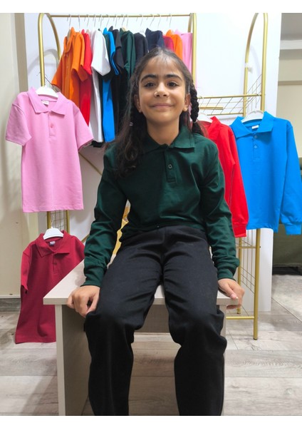 unisex Uzun Kol Polo Yaka Okul ve Günlük Ribanalı Çocuk Genç Tişört Nefes Alabilen Kumaş modelleri