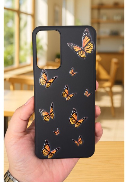 Oppo A16 Uyumlu Turuncu Kelebek Desenli Silikon Darbe Emici Klasik Korumalı Rubber Kılıf fiyatları