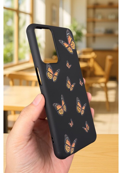 Oppo A16 Uyumlu Turuncu Kelebek Desenli Silikon Darbe Emici Klasik Korumalı Rubber Kılıf modelleri