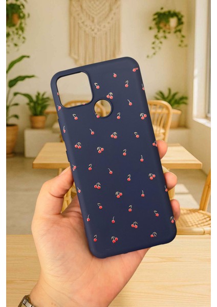 Realme C25 -Mini Kiraz Desenli Silikon Darbe Emici Klasik Korumalı Rubber Kılıf