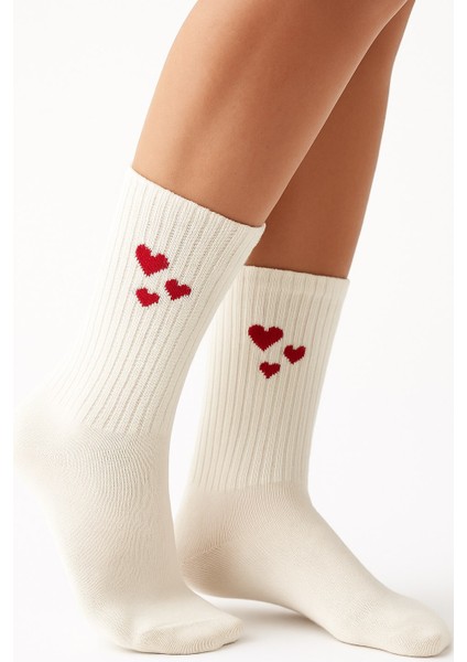 Kadın Kalp Desenli Pamuklu Kısa Çorap – Günlük Rahat Stil Tekli fiyatları