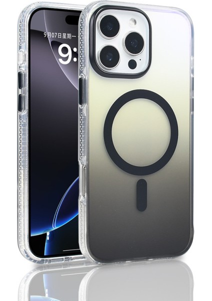 Apple iPhone 16 Pro Max Kılıf M-Safe Şarj Özellikli Transparan Renk Geçişli Kapak