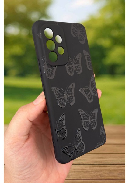 Samsung Galaxy A53 Uyumlu Siyah Kelebek Desenli Silikon Darbe Emici Klasik Korumalı Rubber Kılıf fırsatları
