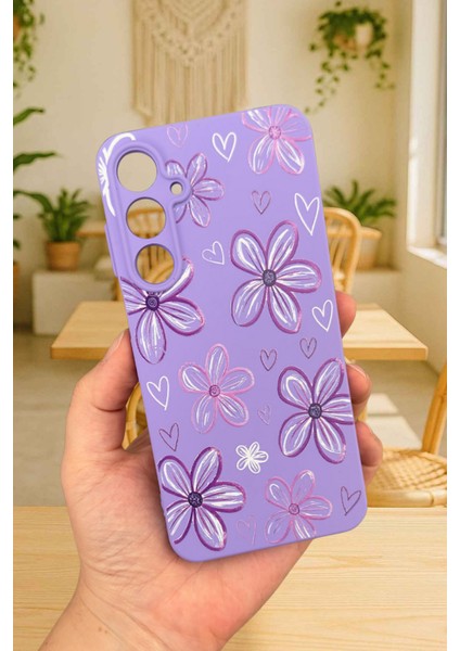 Samsung Galaxy A55 -Çiçek Desenli Silikon Darbe Emici Klasik Korumalı Rubber Kılıf