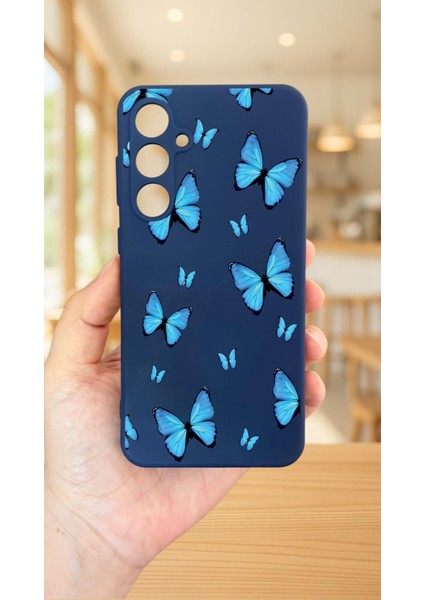 Samsung Galaxy S25 Plus Uyumlu Mavi Kelebek Desenli Silikon Darbe Emici Klasik Rubber Kılıf fiyatları