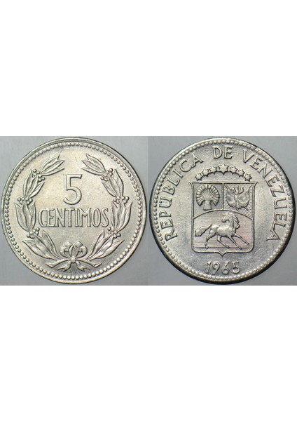 Venezuela 5 Centimos 1965 Çilaltı+