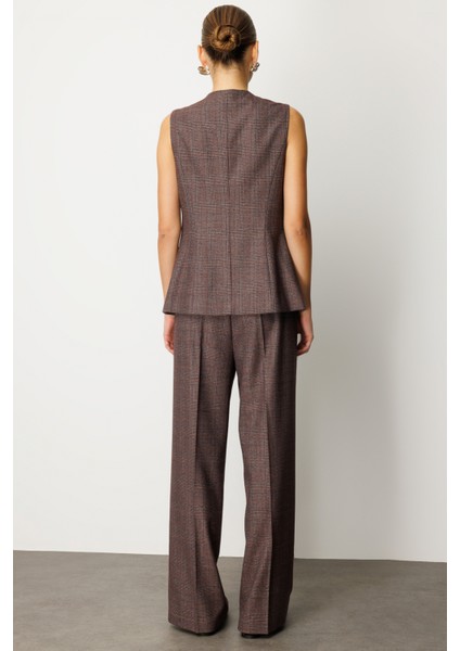 Kadın Ekoseli Fleto Cepli Yelek 5165 Bordo fırsatları